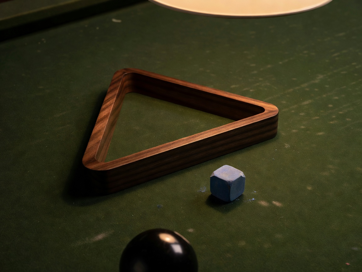 Billiard accessories including triangle rack and chalk